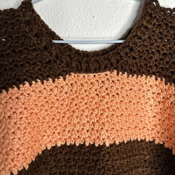 Handmade Striped Brown and Peach Women's Sweater - Picture 5 of 9